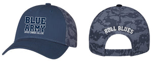 BBC - Navy Trucker Hat Mesh Camo with Roll Blues in White (snap back)