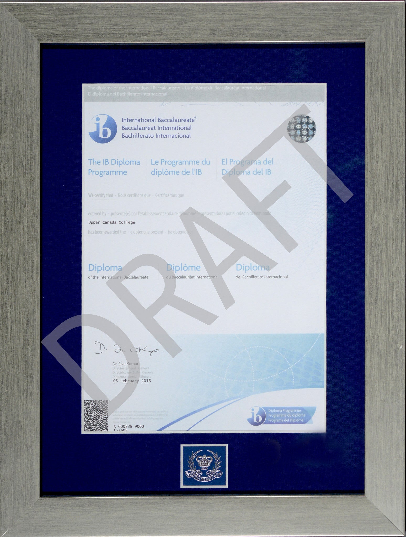 8 ¼” x 11 5/8” A4 International Baccalaureate Diploma